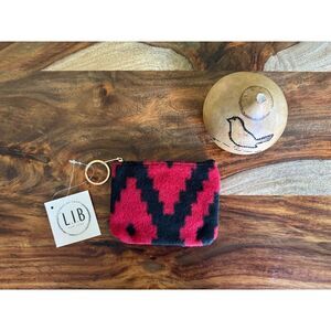 Keychain Coin Purse Wallet for Women Yellow Black Pouch NEW Geometric